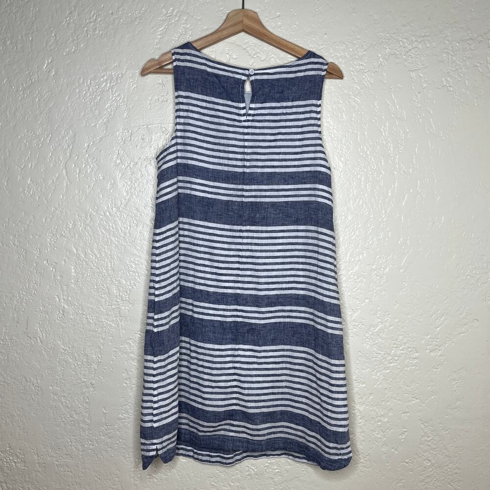 BeachLunchLounge Women's Lounge Stripe Mini Shift Dress Blue Sleeveless Medium - Picture 3 of 5